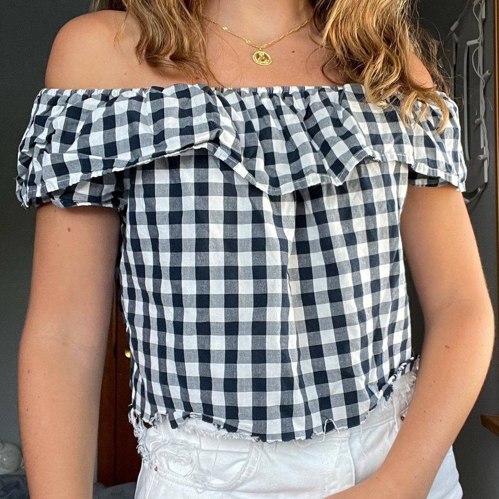 Abercrombie Kids DIY cropped off the shoulder top